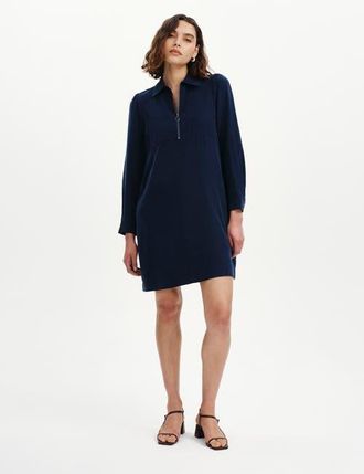 Finery Enriko Zip Front Short Dress in Indigo at Nordstrom, Size 10