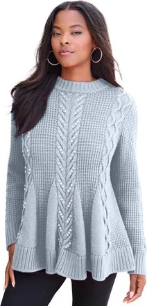Roaman's Fit And Flare Sweater in Pearl Grey at Nordstrom, Size Large