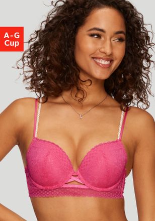 Vivance Push-up-BH VIVANCE Viola, Damen, Gr. 80, Cup B, pink (pink, ros&eacute;), Spitze, Obermaterial: 87% Polyamid, 13% Elasthan, BHs Push-up-BH, mit Spitze aus an