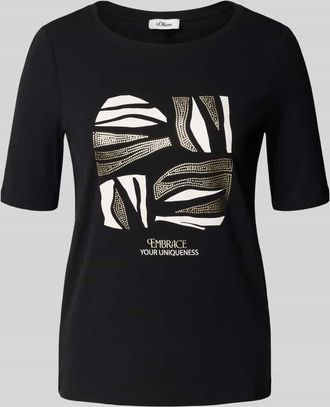 s.Oliver Red Label Regular Fit T-Shirt aus Baumwoll-Mix in BLACK, Größe 34