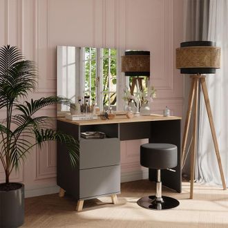 Vicco Tocador Karen, Antracita/artisan, 110 Cm Con Taburete, Vicco