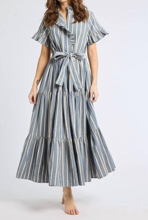 Mille Victoria Maxi Dress In Chambray Stripe