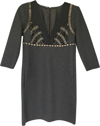 Alberta Ferretti Grey Embellished Silk Dress Size XS