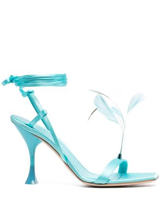 3Juin Kimi sandalen met veren detail - Blauw