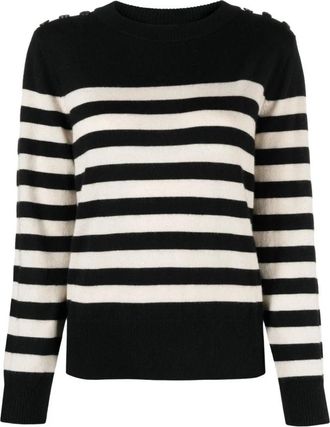 Max & Moi Sweater mariniere - Dames - Ronde hals truien - Zwart - S - Wol - Truien & Vesten