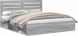 vidaXL Estructura De Cama Con Cabecera Gris Sonoma 180 X 200 Cm Vidaxl