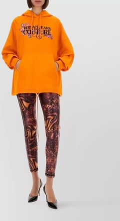 Versace Jeans Couture crystal logo hoodie drawstring hem