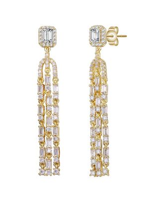 Genevive 14K Over Silver Cz Statement Earrings
