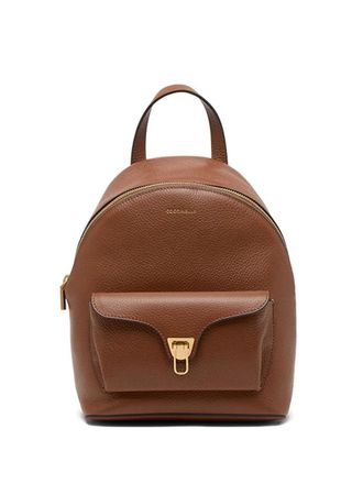 Coccinelle flap-pocket zip backpack - women - Calf Leather - OS - Brown