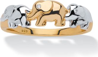 Palm Beach Jewelry Diamond Accent Gold-Plated Silver Elephant Ring