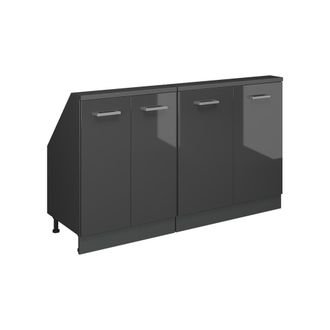 Vicco Armario De Cocina Para Techo Inclinado R-line, Antracita Brillo Intenso/antracita, 140 Cm Lote De 2, Vicco