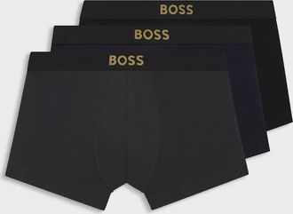 HUGO BOSS Mens BOSS Orange 3-Pack Gold Logo Mens Trunks - Open Miscellaneous 990 - Black - Size: 33/32/32