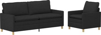 vidaXL Juego De Sof&aacute; 2 Uds. Negro Tela Vidaxl