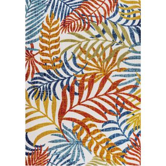 Jonathan Y Designs Tropics Palm Leaves Indoor/Outdoor Rug in Cream/orange at Nordstrom, Size 5Ft 0In X 8Ft 0In