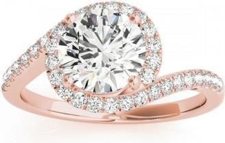 Allurez Lab Grown Diamond Halo Accented Engagement Ring Setting 18k Rose Gold 0.26ct