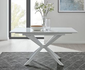Furniturebox Lira 120cm Rectangular Extending High Gloss 4-6 Seat Dining Table in White