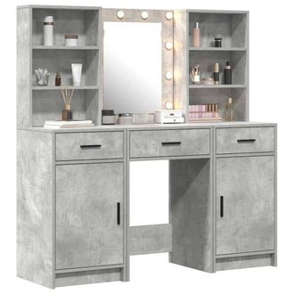Berkfield Home Modern 3 Piece Dressing Table Set Concrete Grey Engineered Wood