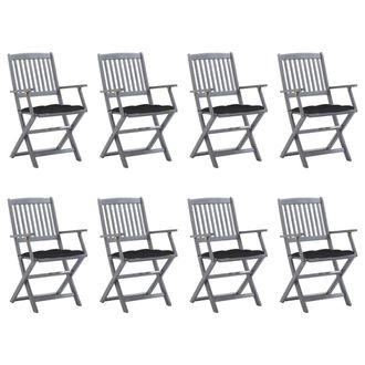 vidaXL Sillas De Jard&iacute;n Plegables 8 Uds Y Cojines Madera Maciza Acacia Vidaxl