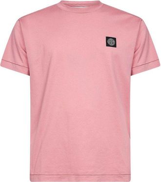 Stone Island Pink T-Shirt In Cotton With Logo