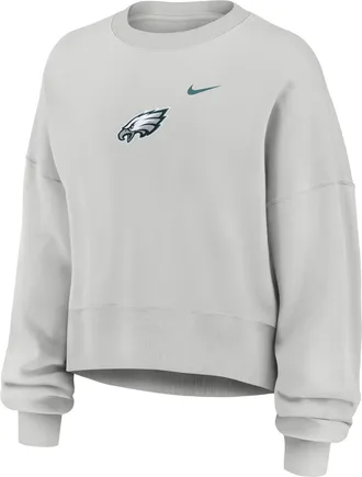 Nike Philadelphia Eagles Primetime Phoenix Nike Womens NFL Oversized Pullover Crew in Grey | 01D70BB86-CSV