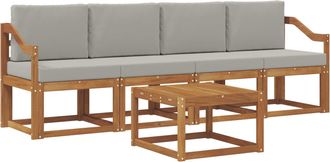 vidaXL Conjunto De Sof&aacute;s De Exterior 5 Uds. Gris Natural Y Claro Vidaxl