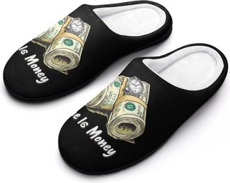 Generic Time Is Money Cash Womens Slippers Warm House Slippers Indoor House Shoes with Anti-Skid Rubber Sole