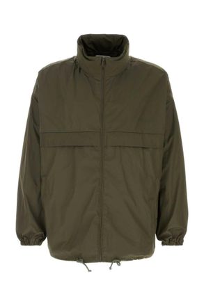 Saint Laurent Khaki Mock Collar Jacket