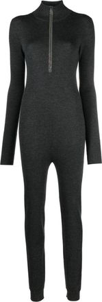 Brunello Cucinelli ribbed long-sleeve jumpsuit - women - Virgin Wool/Cashmere - M - Grey
