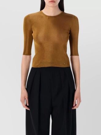 Saint Laurent cassandra crew neck ribbed texture top