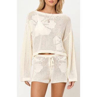 L*Space Island Time Open Stitch Cover-Up Sweater in Cream at Nordstrom, Size X-Small
