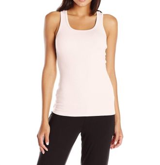Pj Harlow Charlie Rib Racerback Tank In Blush