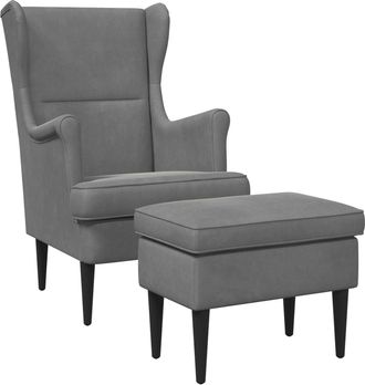 vidaXL Sill&oacute;n Con Pouf 2 Uds. Gris Oscuro Terciopelo Vidaxl