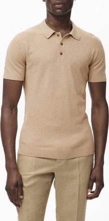 Mango Band Collar Linen & Cotton Button-Up Shirt in Beige at Nordstrom, Size Xx-Large