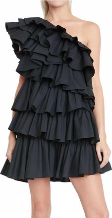 Ulla Johnson Naomi One-Shoulder Ruffle Mini Dress In Black