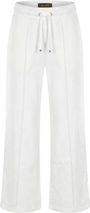Moorer Wijde broek - Dames - Wijde Broeken - Wit - XS - Katoen - Broeken