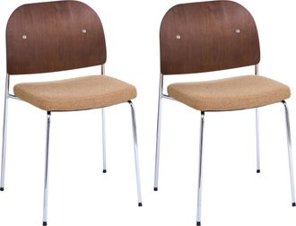 Beliani Conjunto De 2 Sillas De Comedor Con Estructura De Metal Asiento Tapizado Apilables Estilo Loft Vintage Naranja/marr&oacute;n Oscuro Ashcroft