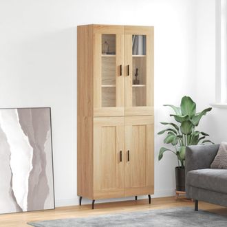 vidaXL Vidaxl - Aparador Alto Madera Contrachapada Color Roble 69,5x34x180 Cm