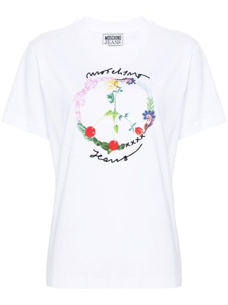 Moschino logo-raised cotton T-shirt - White