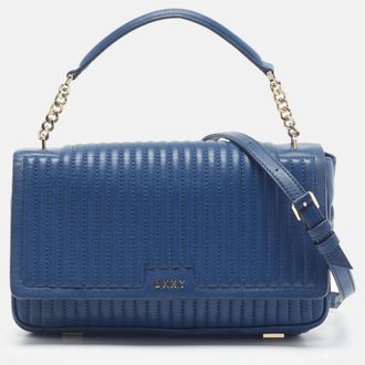 DKNY Dkny Gansevoort Blue Quilted Leather Shoulder Bag