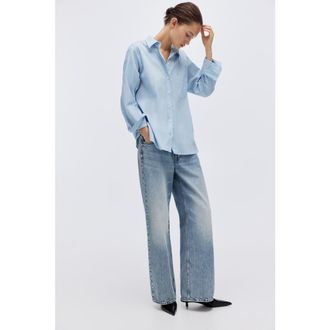 H&M Oversized Shirt in Light Blue/striped at Nordstrom, Size Xx-Large