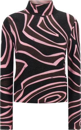 Pucci Labirinto Print High-Neck Wool Sweater - Dames - Coltruien - Veelkleurig - L - Wol - Truien & Vesten