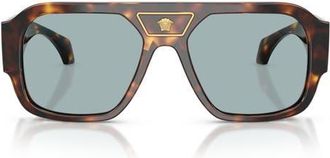 Versace 56mm Square Sunglasses in Havana /Blue at Nordstrom