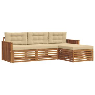 vidaXL Conjunto De Sof&aacute;s De Exterior Con Coj&iacute;n Natural Y Beige Vidaxl