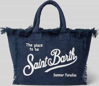MC2 Saint Barth Shopper mit Label-Print und Fransen Modell VANITY in Marine, Gr&ouml;&szlig;e 1