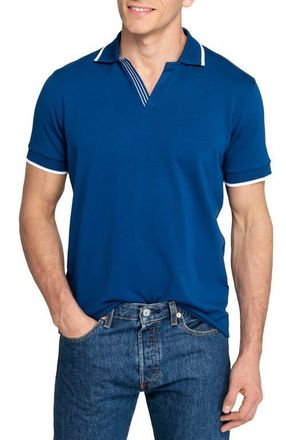 ConStruct Slim Fit Solid Johnny Collar Short Sleeve Polo in Navy at Nordstrom, Size Xx-Large