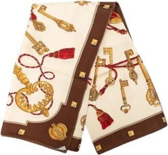 Herm&egrave;s Pre-owned Les Cles Sjaal - Dames - Vintage Accessoires - Beige - ONE Size - Vintage