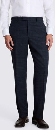 Moss Regular Fit Navy Black Check Trousers