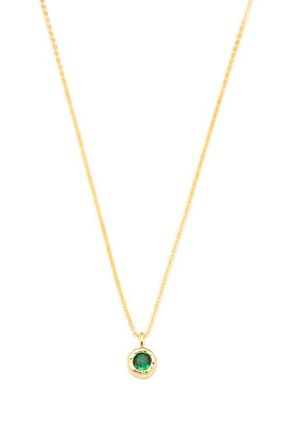 Classicharms Skyler Molten Solitaire Cubic Zirconia Pendant Necklace in Gold/green at Nordstrom