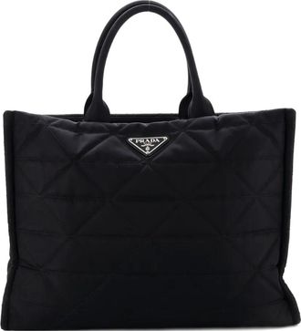 Prada Open Shopping Quilted Re-Nylon Large tote bag - Nero