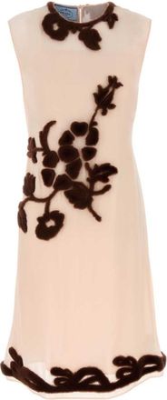 Prada White Embroidered Georgette Dress